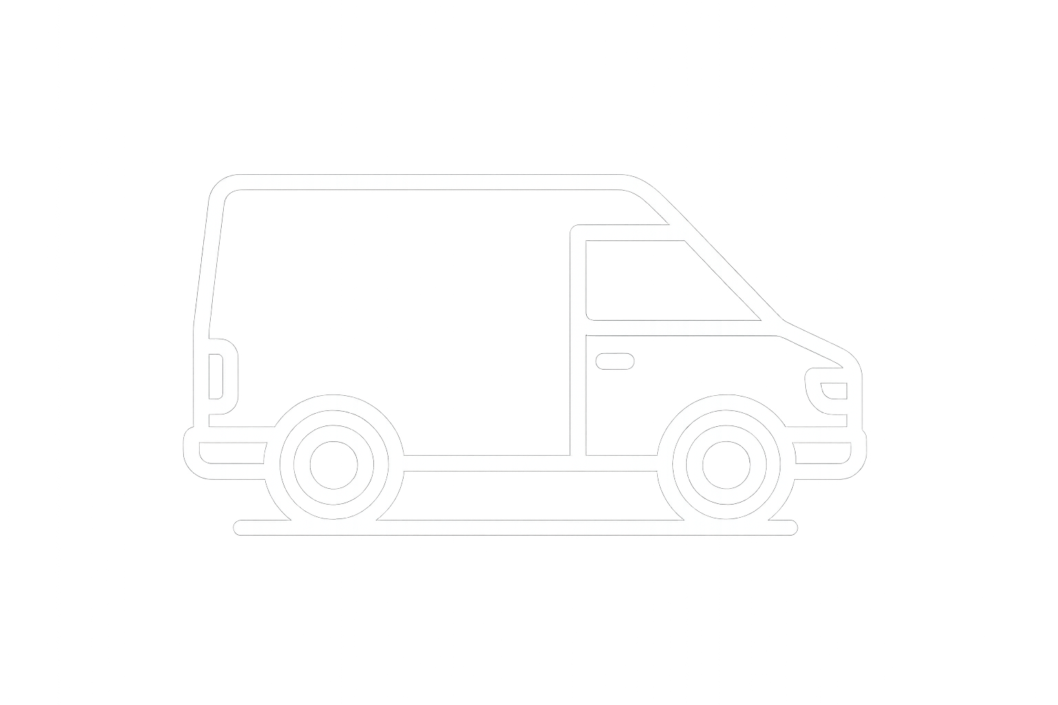 create me a white logo of a delivery van with no background
